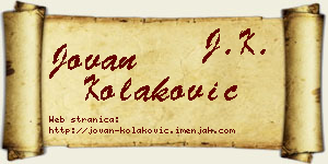 Jovan Kolaković vizit kartica